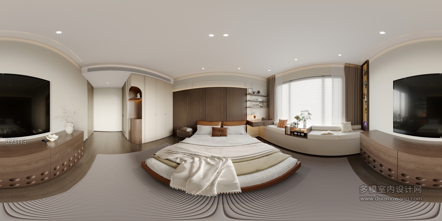 现代法式中古一层主卧全景