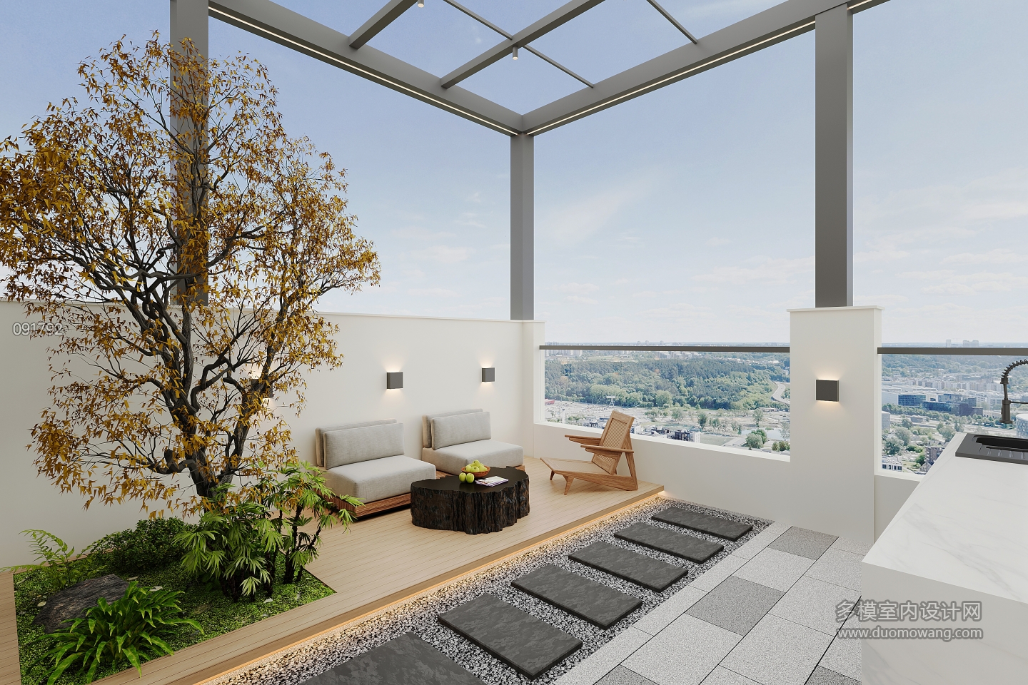 现代三楼露台单张