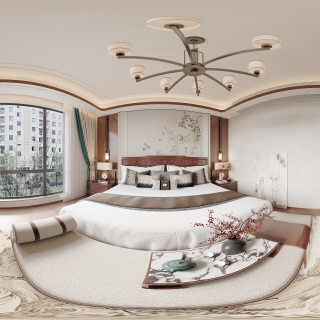 新中式卧室全景