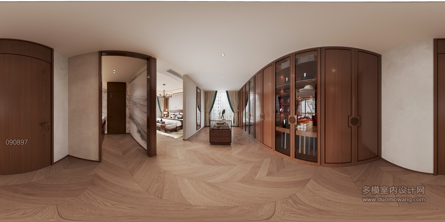 新中式衣帽间全景