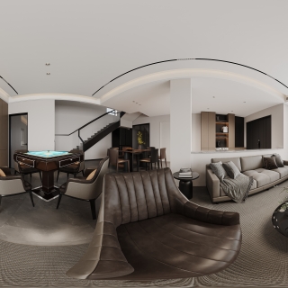 现代客厅餐厅全景