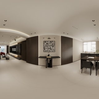 现代简约厨餐厅全景