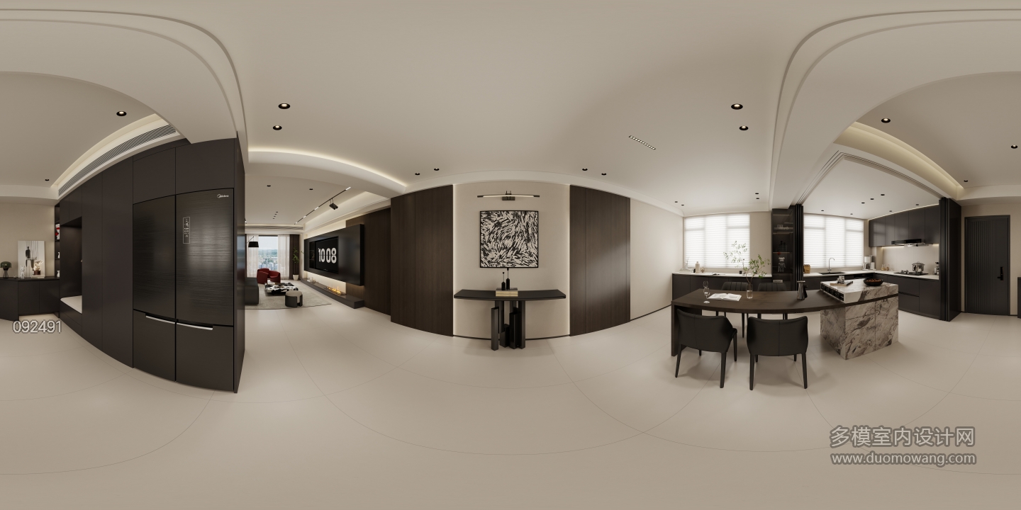 现代简约厨餐厅全景