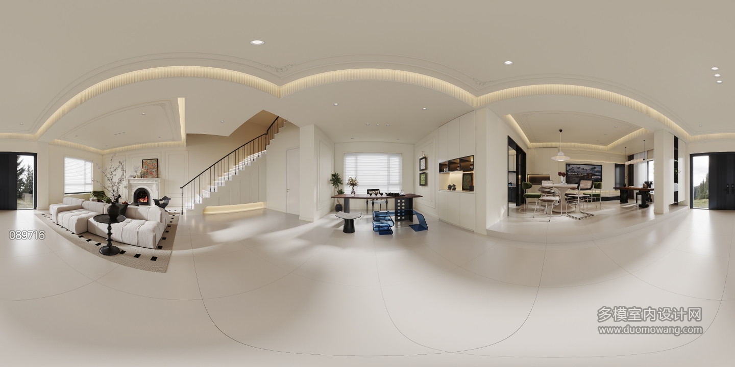 现代轻法一层门厅全景