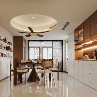 中古风餐厅特写