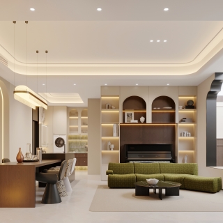 现代法式中古负一沙发墙