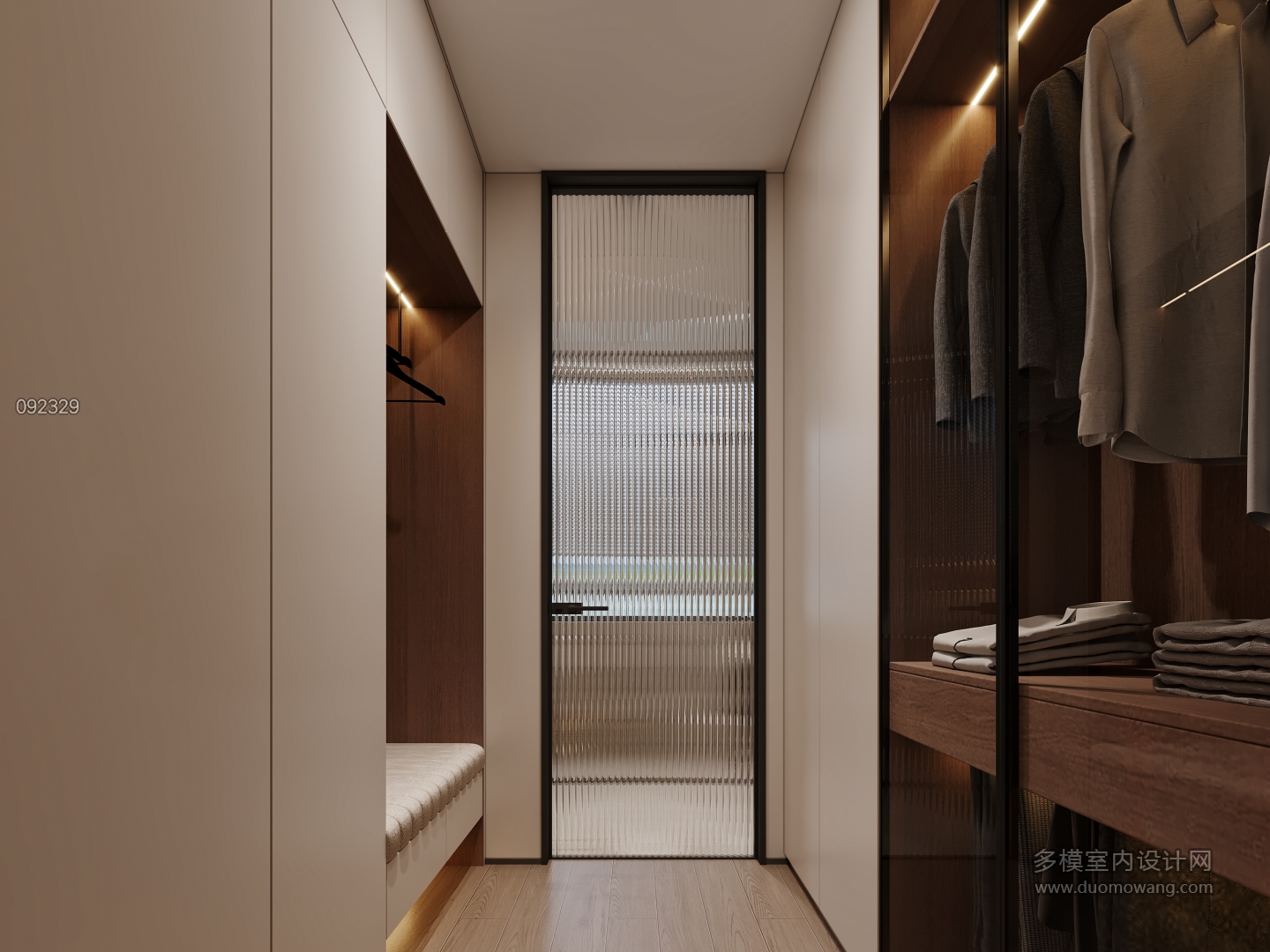 现代主卧衣帽间特写