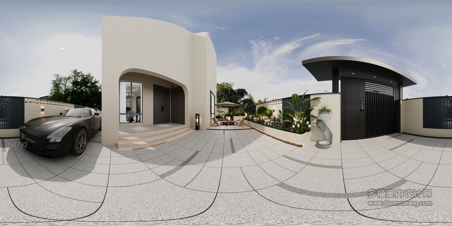 现代一楼院子全景一