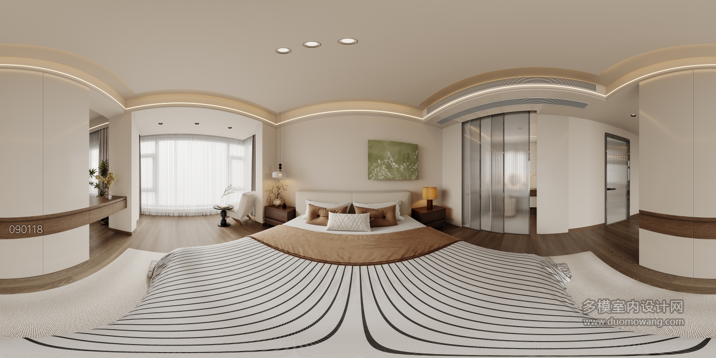 现代中古一层主卧全景