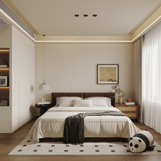 现代中古二层卧室