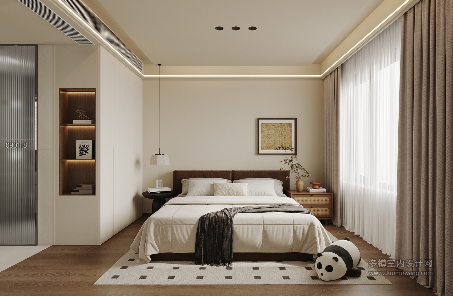 现代中古二层卧室