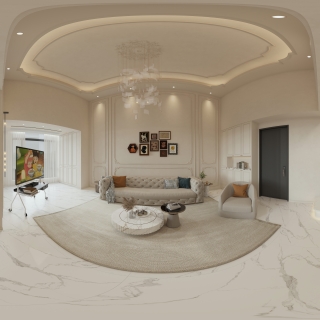 法式 轻奢 客餐厅 全景