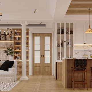 法式自然风客厅透视2