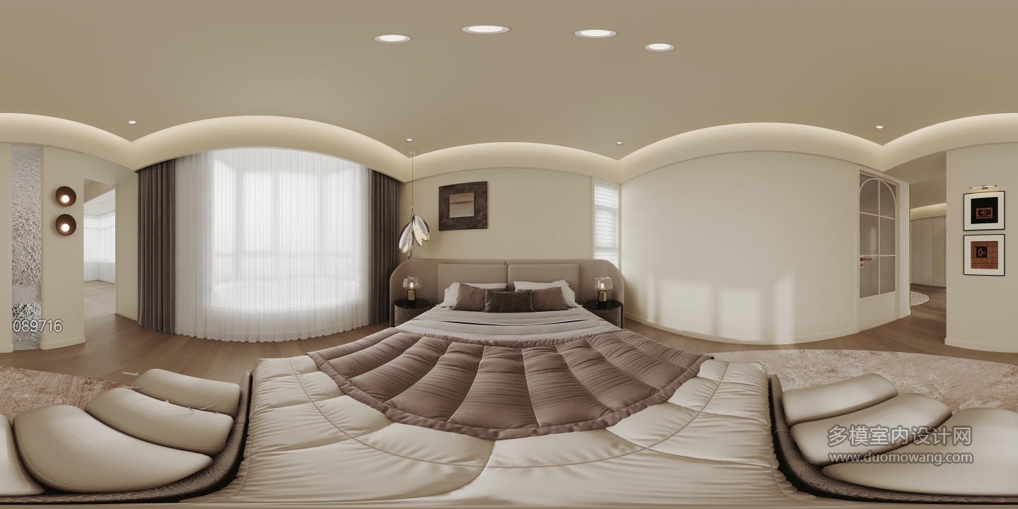 现代轻法二层主卧全景