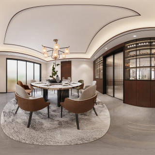 新中式二楼餐厅-全景