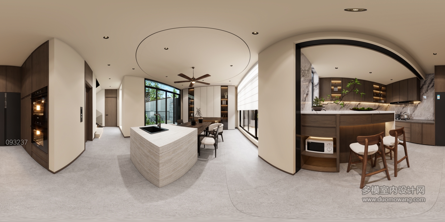 新中式一层餐厅全景