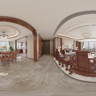 新中式客厅全景