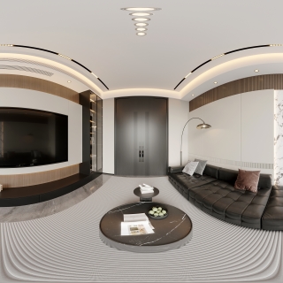 现代一层客厅全景