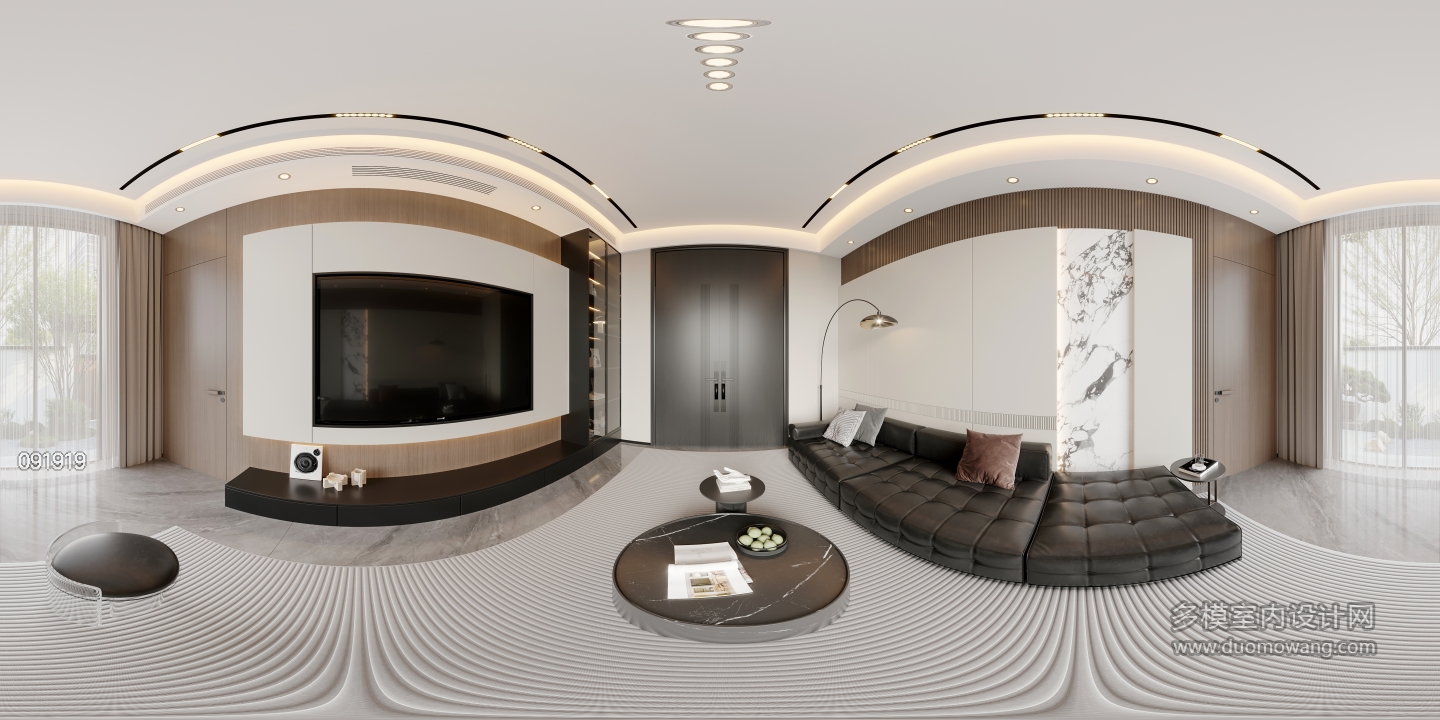 现代一层客厅全景