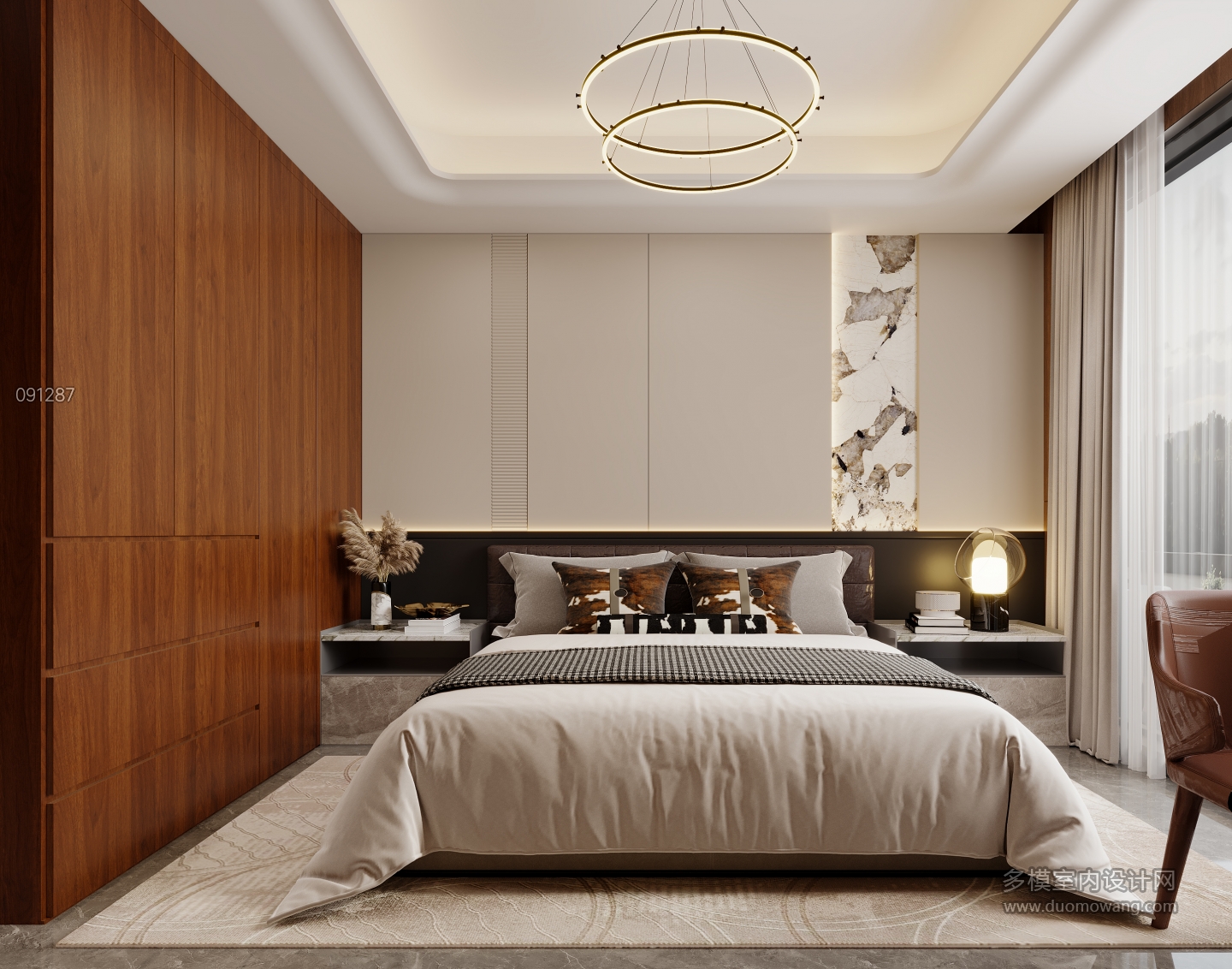 现代三层卧室特写