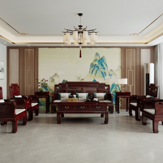 新中式三层客厅静态1