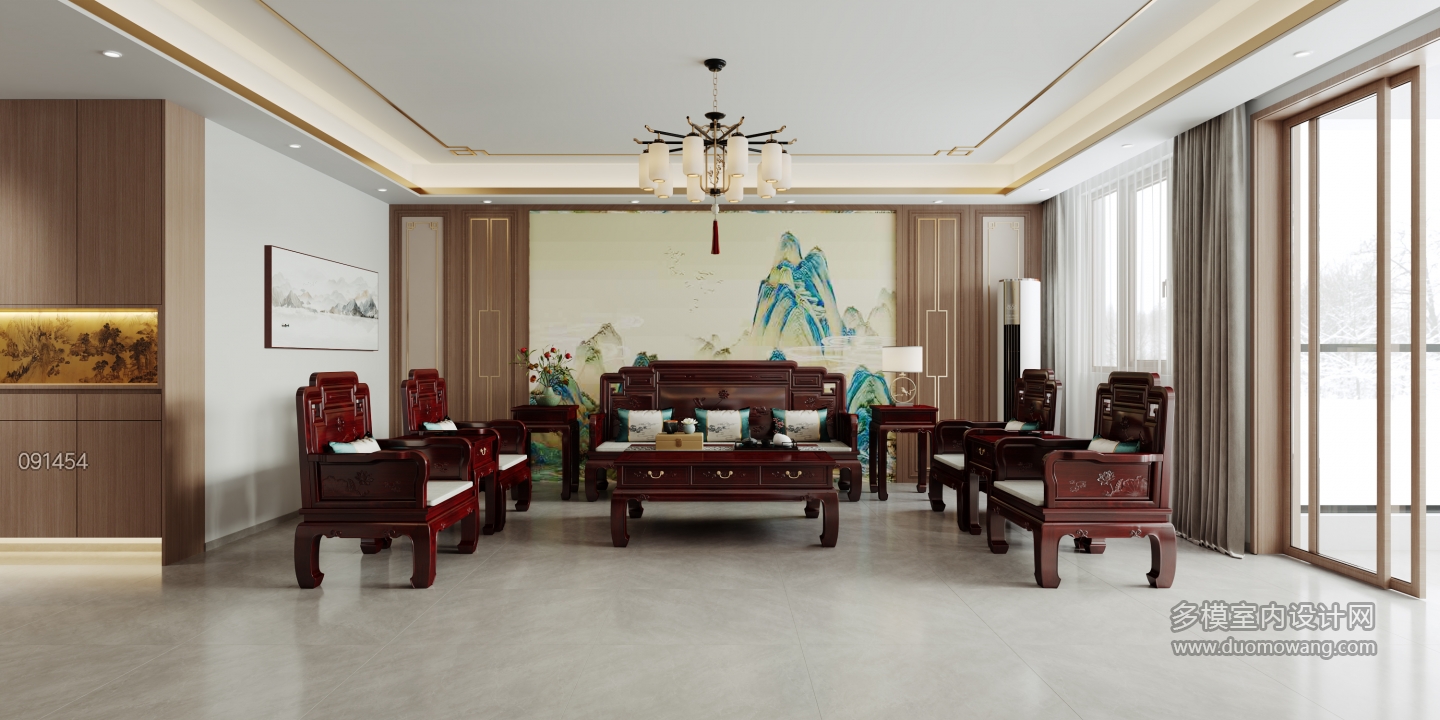 新中式三层客厅静态1