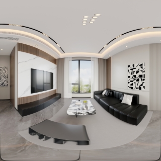 现代二层客餐厅全景