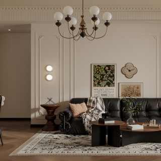 法式中古客厅沙发背景墙