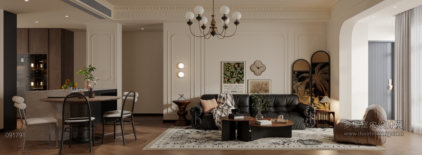 法式中古客厅沙发背景墙