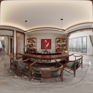 新中式茶室全景