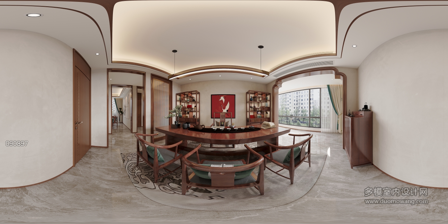 新中式茶室全景