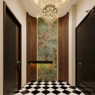 现代法式中古负二玄关造景