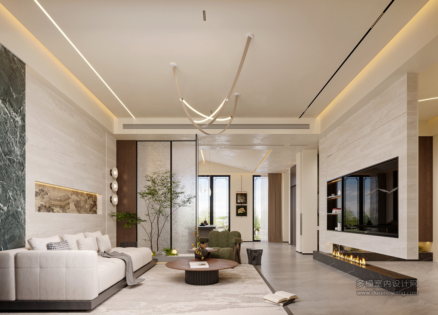 宋氏1f电视墙透视