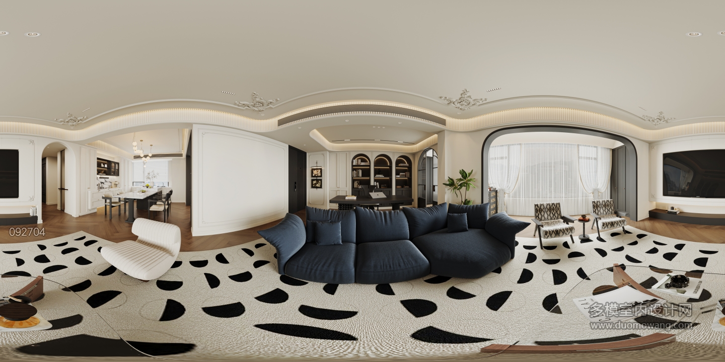 法式复古客厅全景