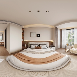 6现代中古风主卧全景