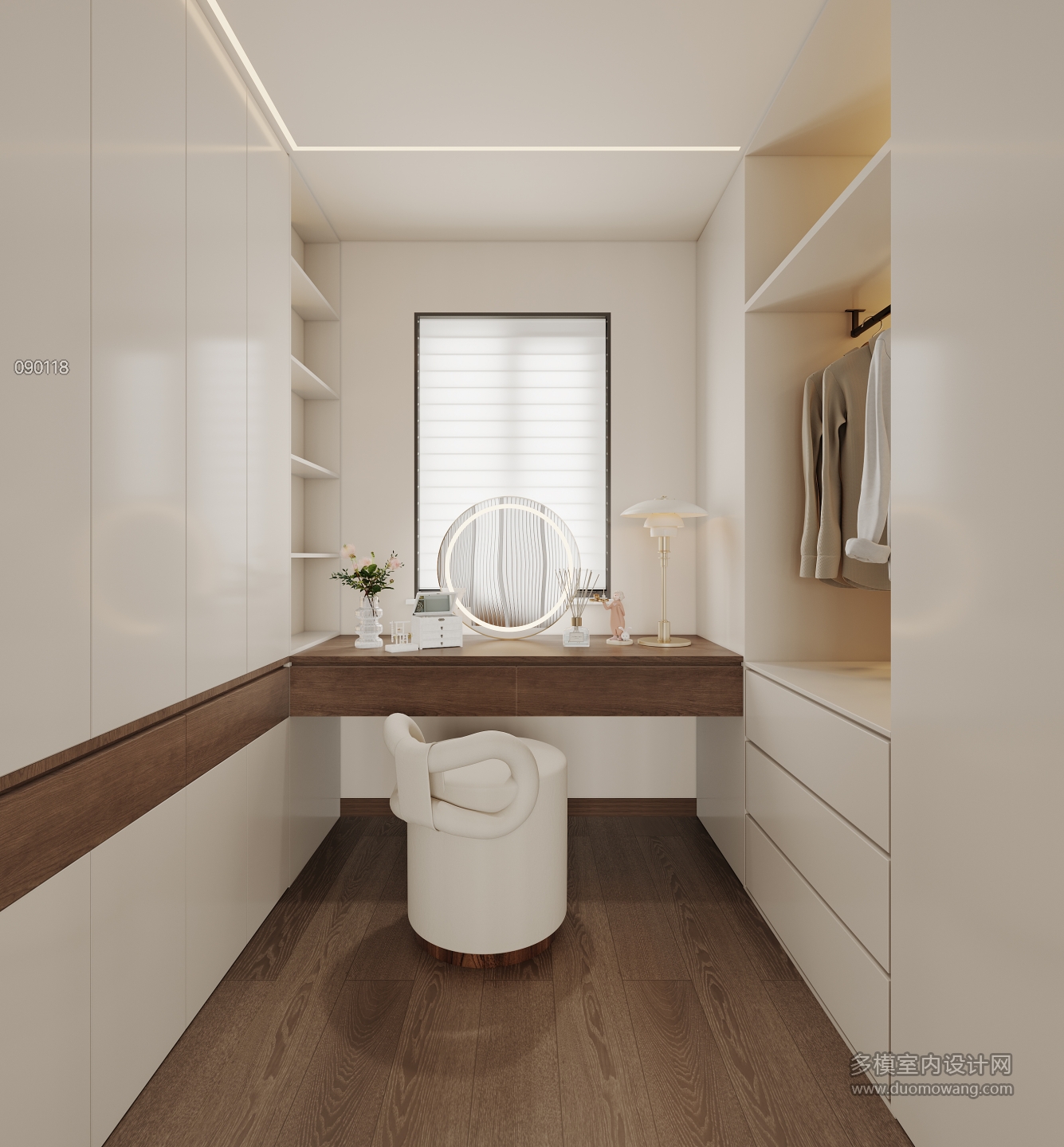 现代中古一层主卧衣帽间