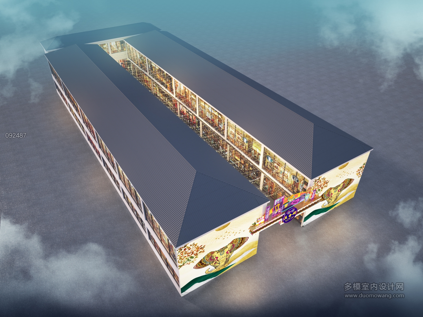 商业街夜景鸟瞰