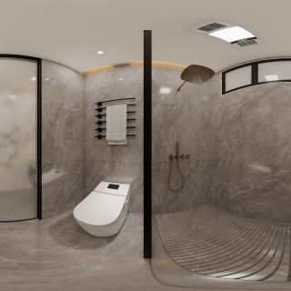 现代四层主卧卫生间全景