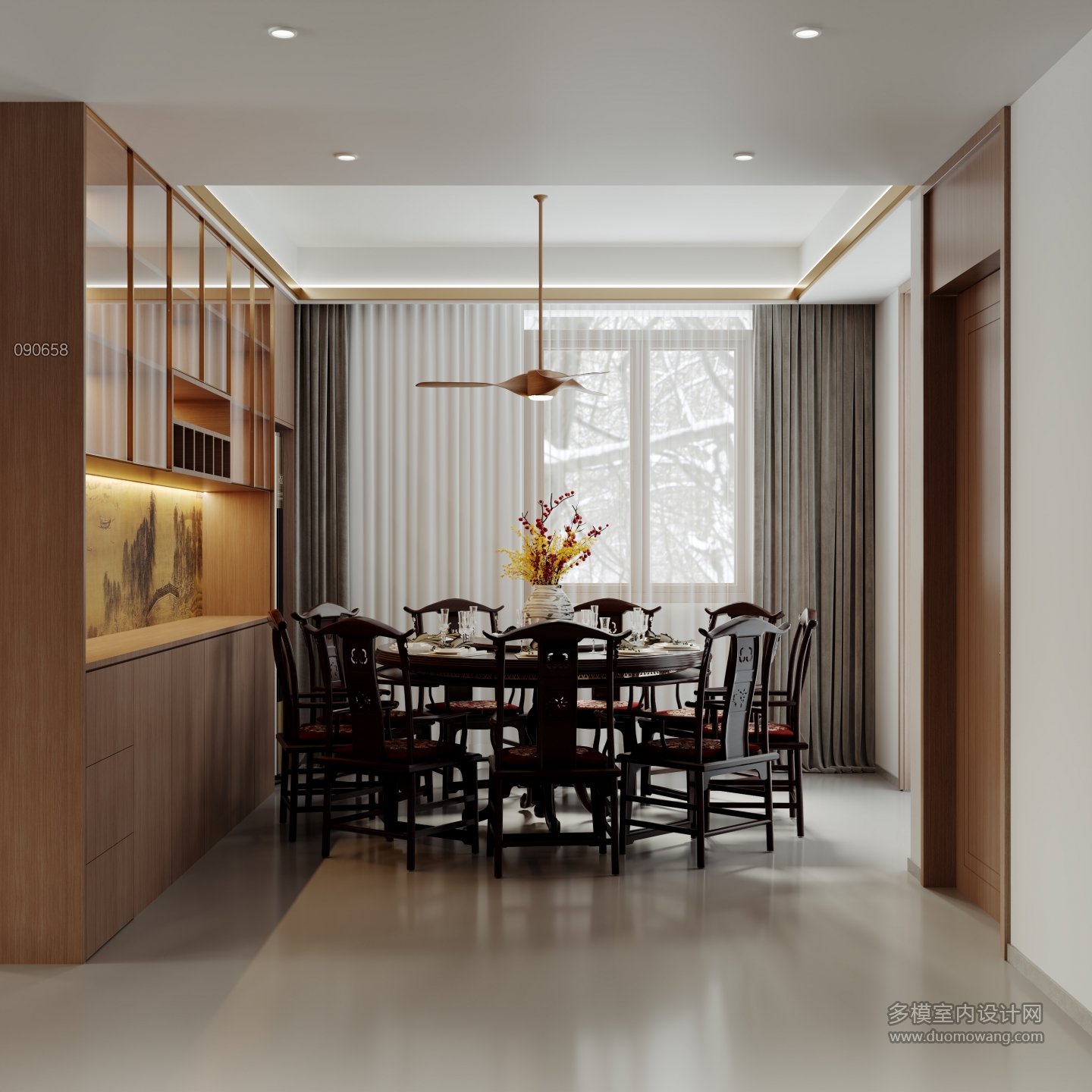 新中式三层客厅静态3