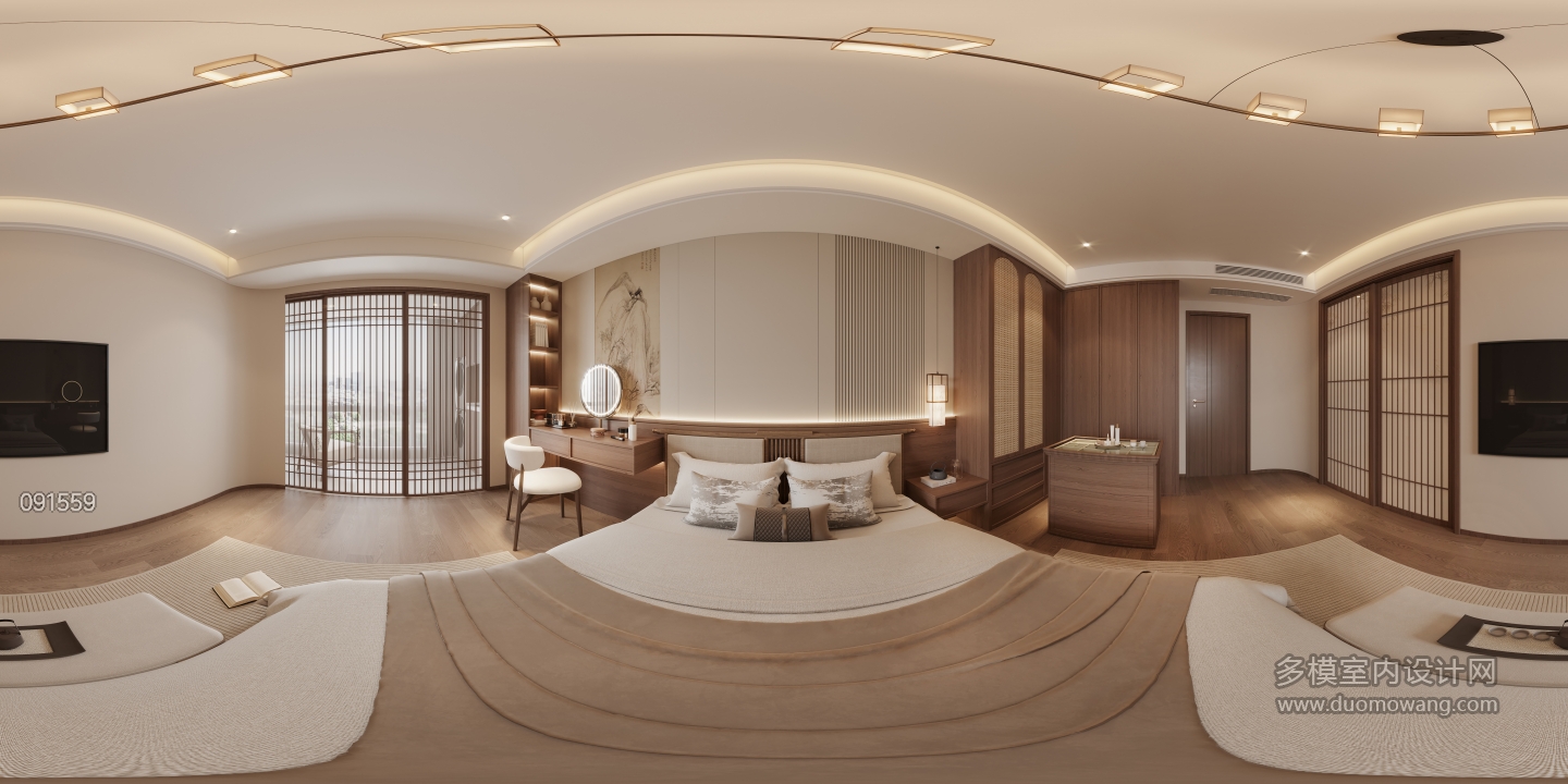 宋式卧室全景