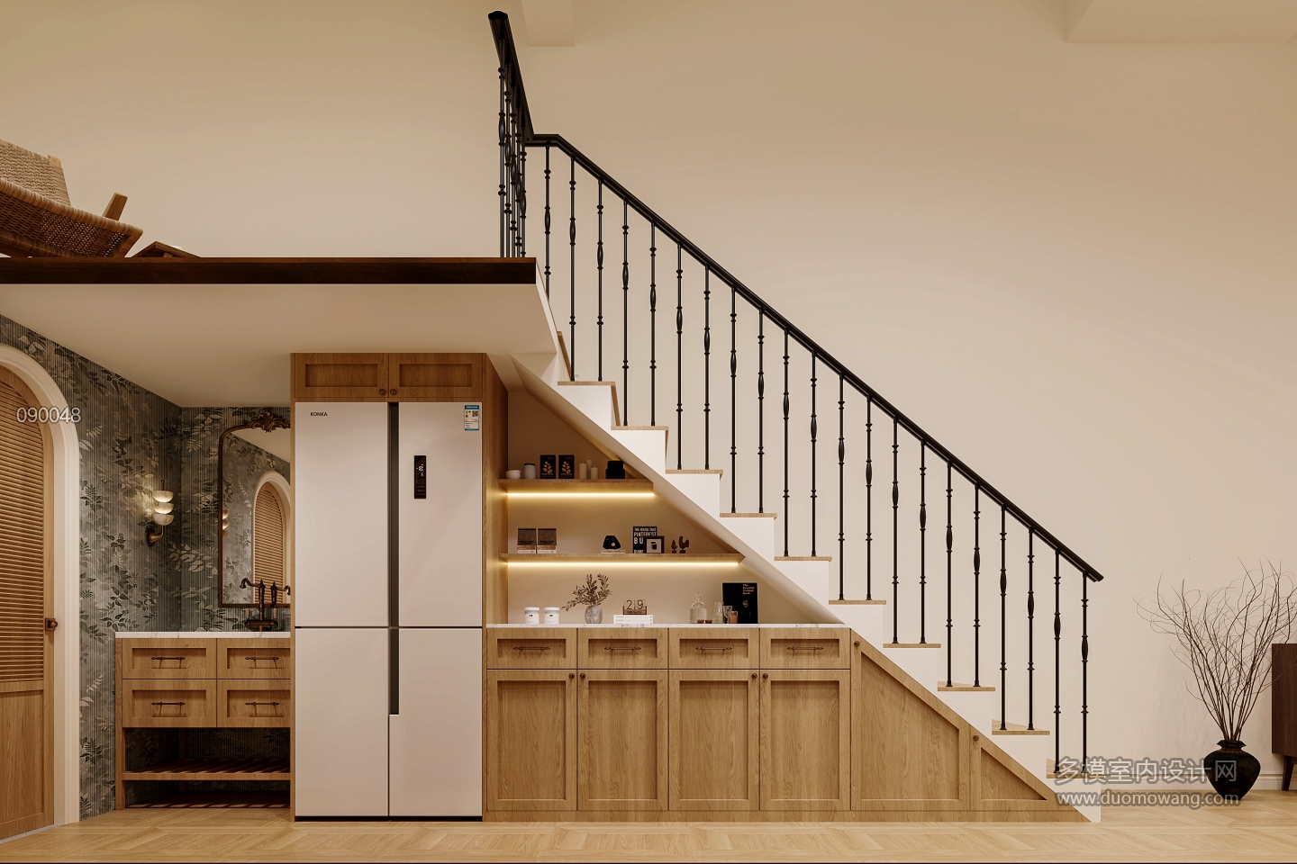 法式自然风楼梯间透视