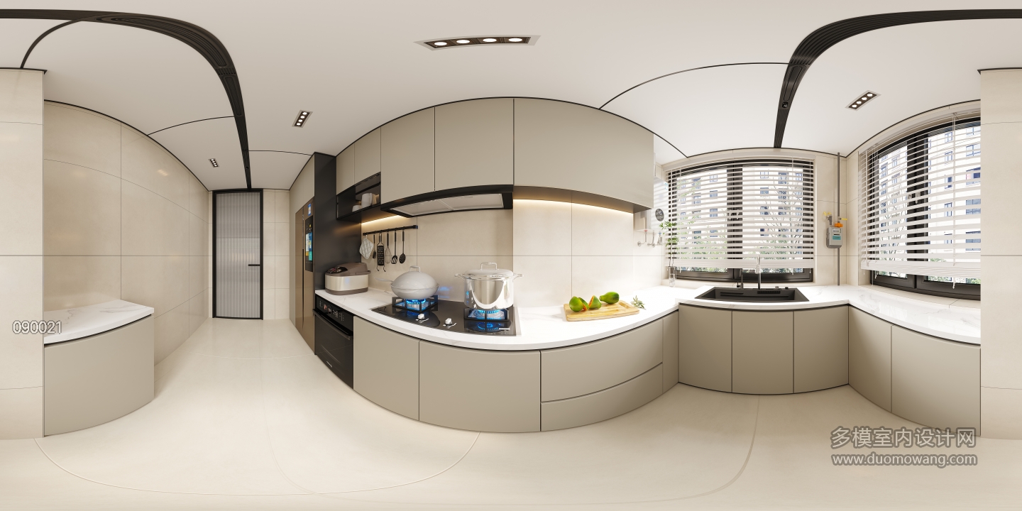 现代厨房全景-