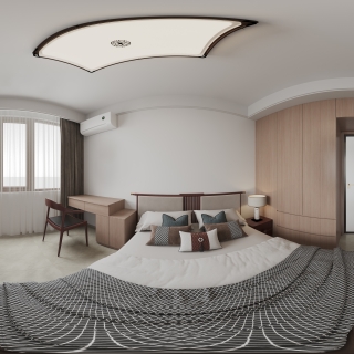 新中式四层卧室全景