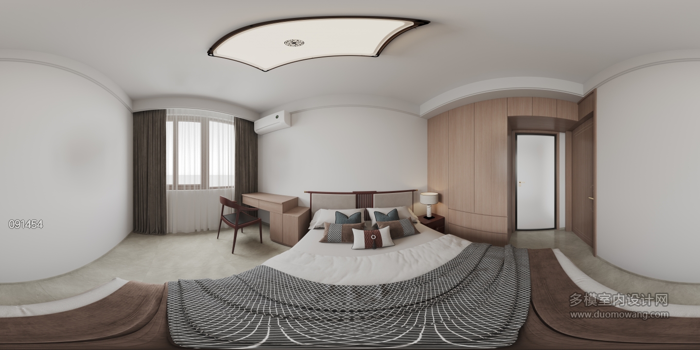 新中式四层卧室全景