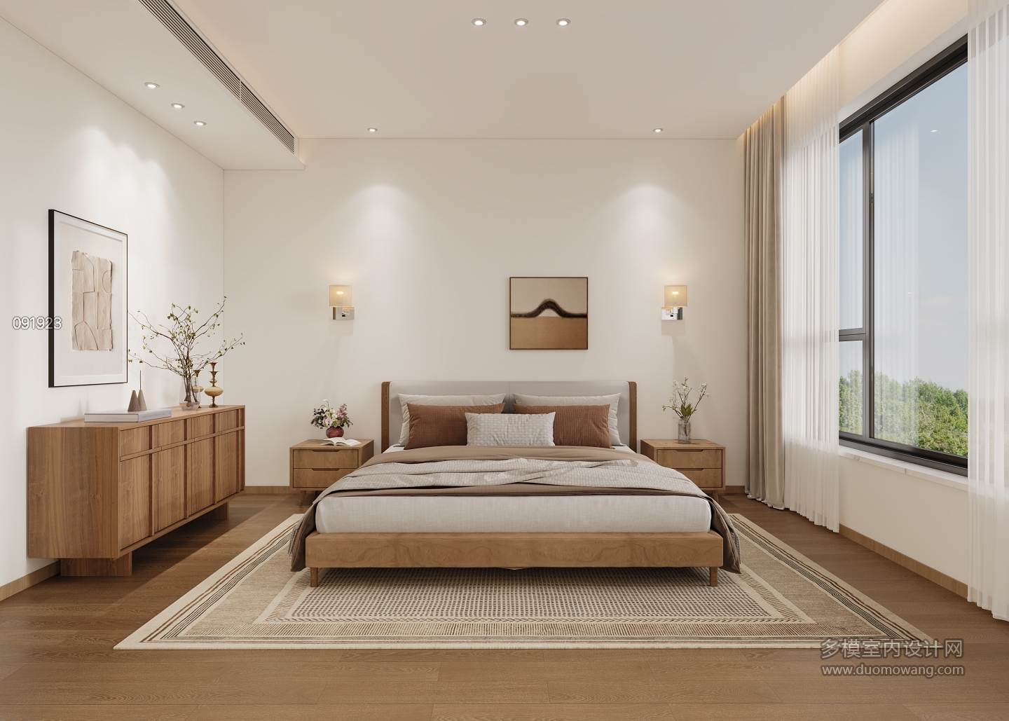 现代中古三楼卧室视角1