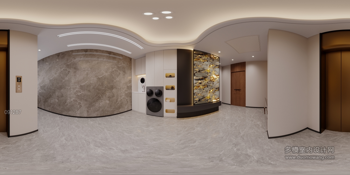 现代五层楼梯间全景