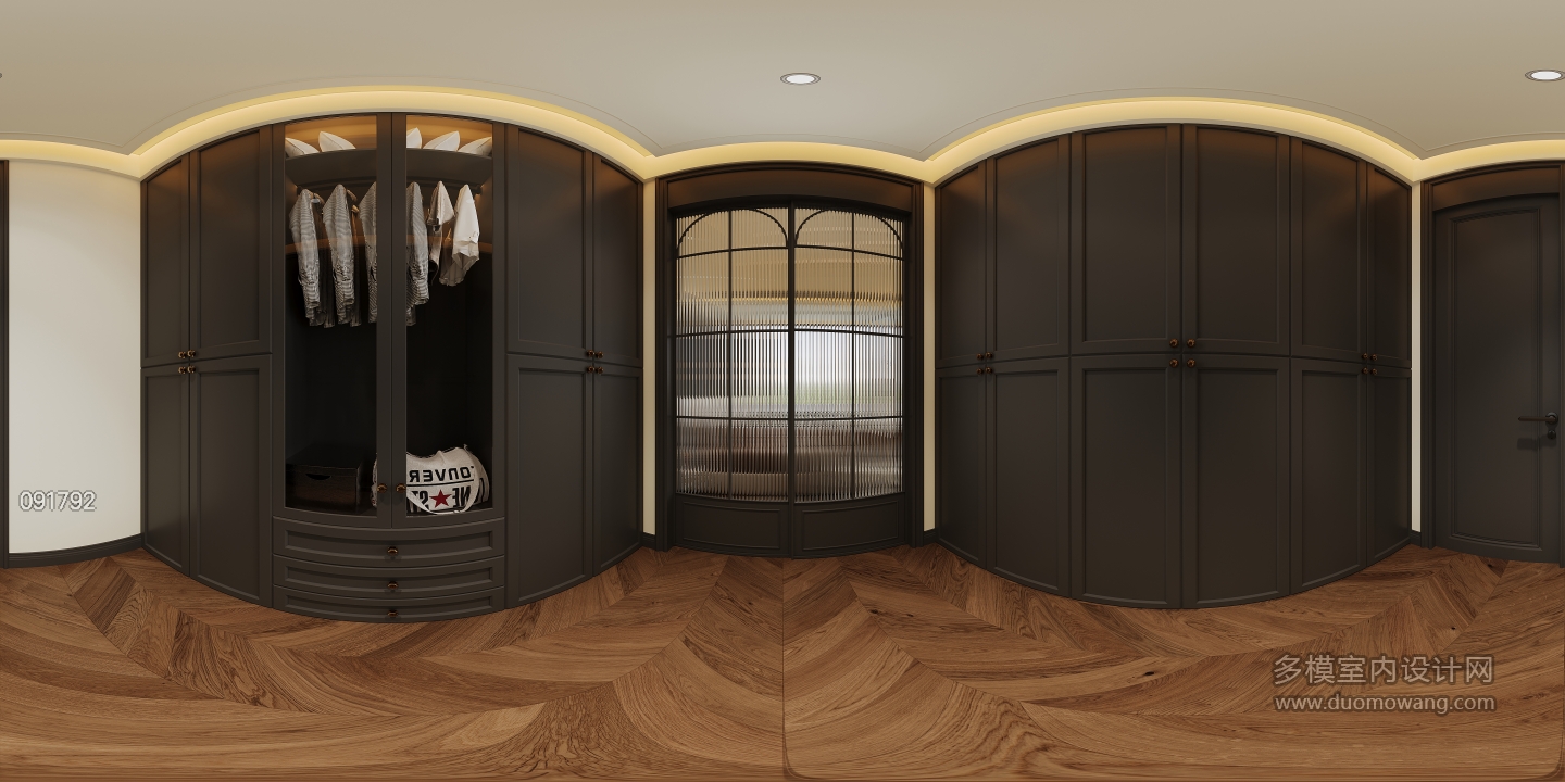 现代三楼衣帽间全景