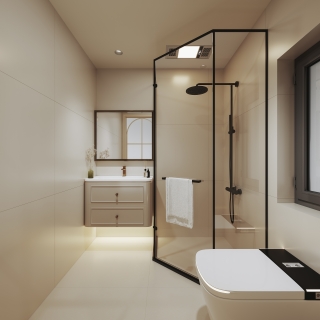 现代轻法三层次卧卫生间