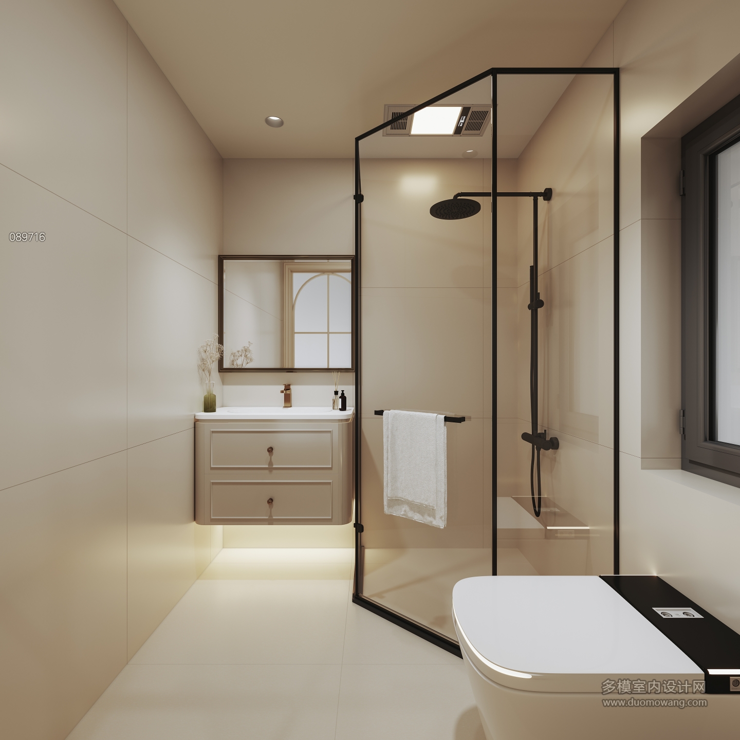 现代轻法三层次卧卫生间