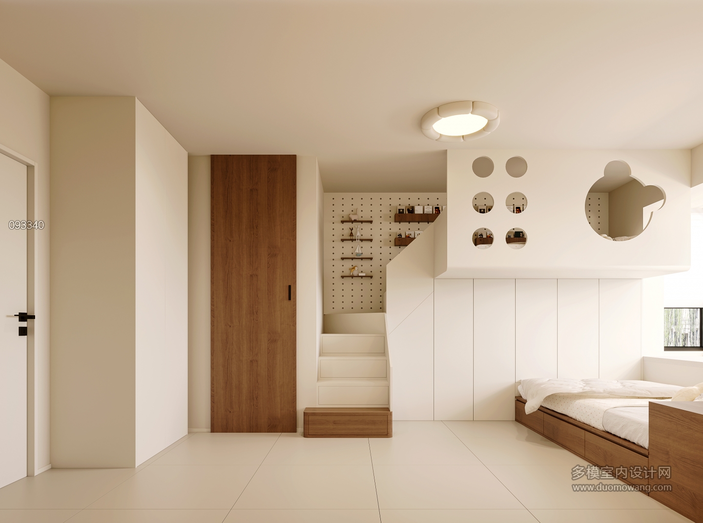 现代奶油儿童房透视2